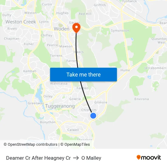 Deamer Cr After Heagney Cr to O Malley map