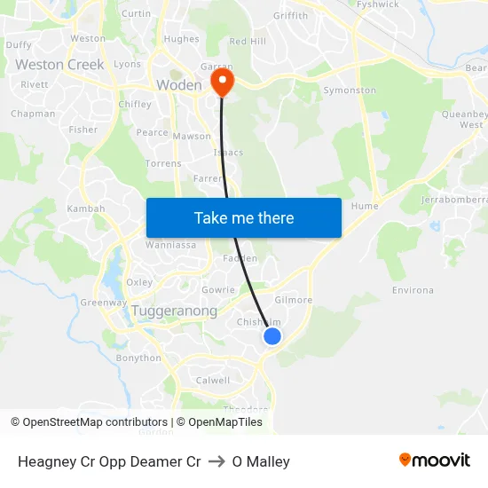 Heagney Cr Opp Deamer Cr to O Malley map