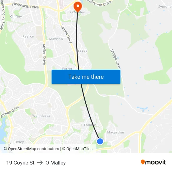 19 Coyne St to O Malley map