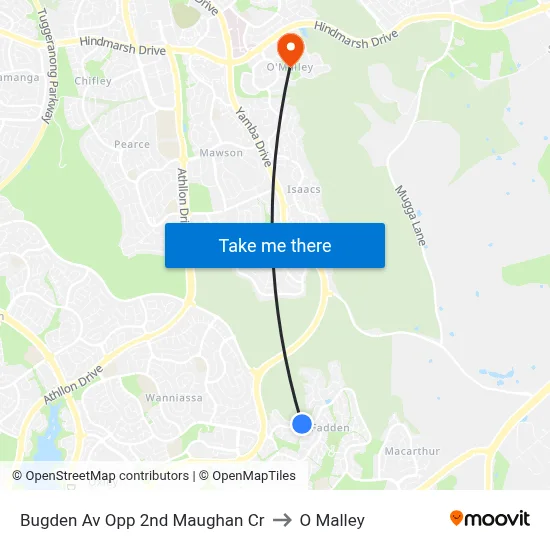 Bugden Av Opp 2nd Maughan Cr to O Malley map
