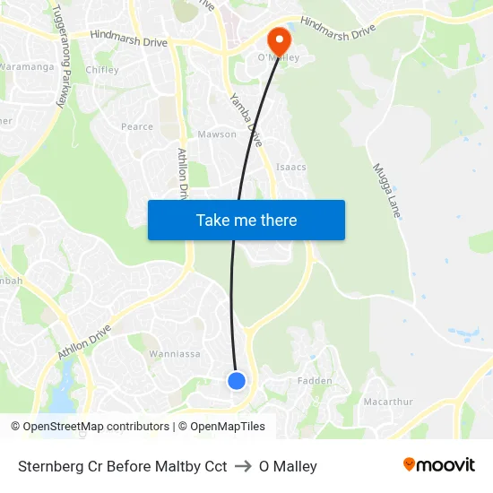 Sternberg Cr Before Maltby Cct to O Malley map