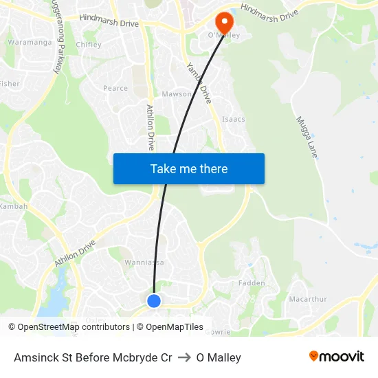 Amsinck St Before Mcbryde Cr to O Malley map