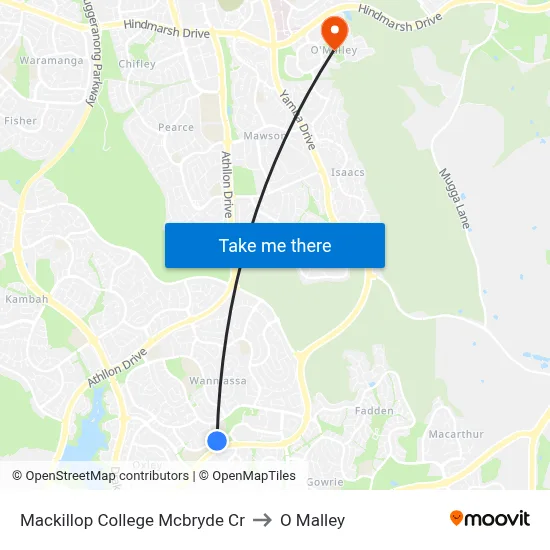 Mackillop College Mcbryde Cr to O Malley map