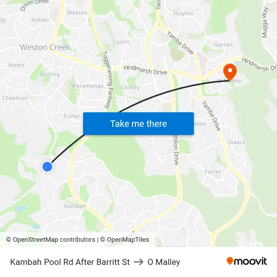 Kambah Pool Rd After Barritt St to O Malley map