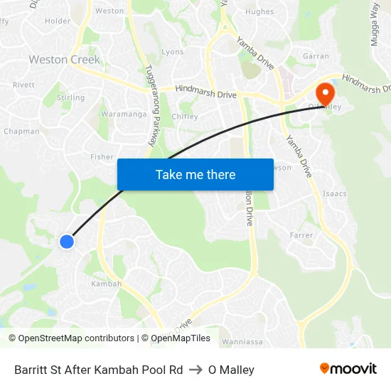 Barritt St After Kambah Pool Rd to O Malley map