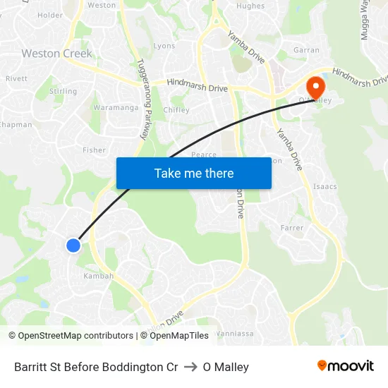 Barritt St Before Boddington Cr to O Malley map