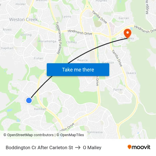Boddington Cr After Carleton St to O Malley map