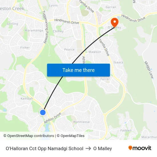 O'Halloran Cct Opp Namadgi School to O Malley map