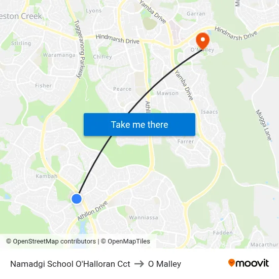 Namadgi School O'Halloran Cct to O Malley map