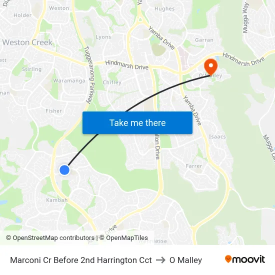 Marconi Cr Before 2nd Harrington Cct to O Malley map