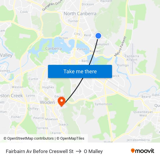 Fairbairn Av Before Creswell St to O Malley map