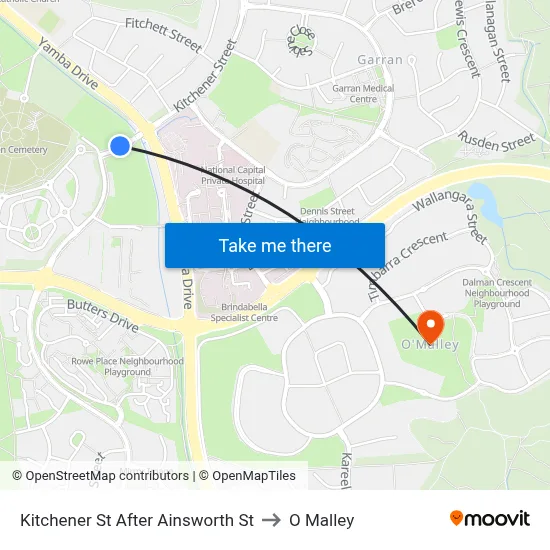 Kitchener St After Ainsworth St to O Malley map