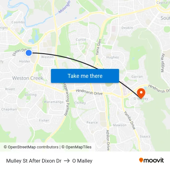 Mulley St After Dixon Dr to O Malley map