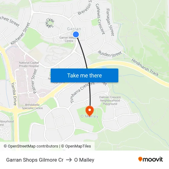 Garran Shops Gilmore Cr to O Malley map