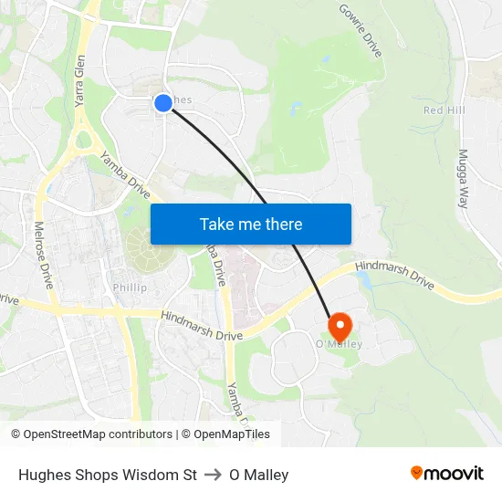 Hughes Shops Wisdom St to O Malley map