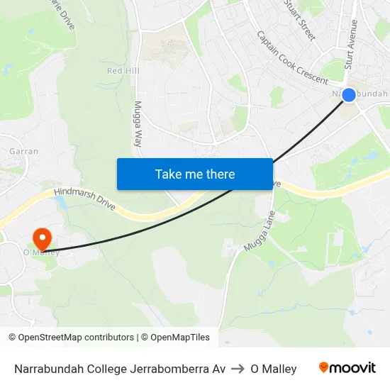 Narrabundah College Jerrabomberra Av to O Malley map
