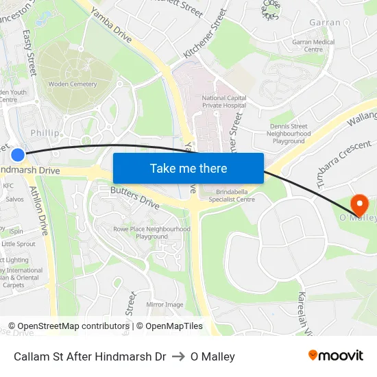 Callam St After Hindmarsh Dr to O Malley map