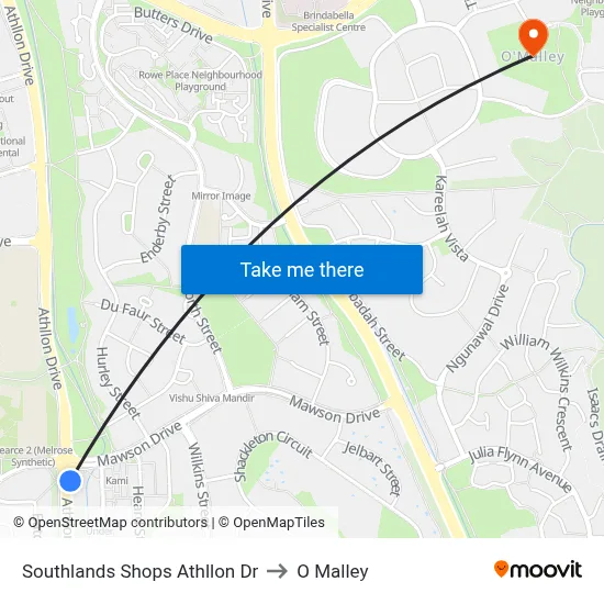 Southlands Shops Athllon Dr to O Malley map