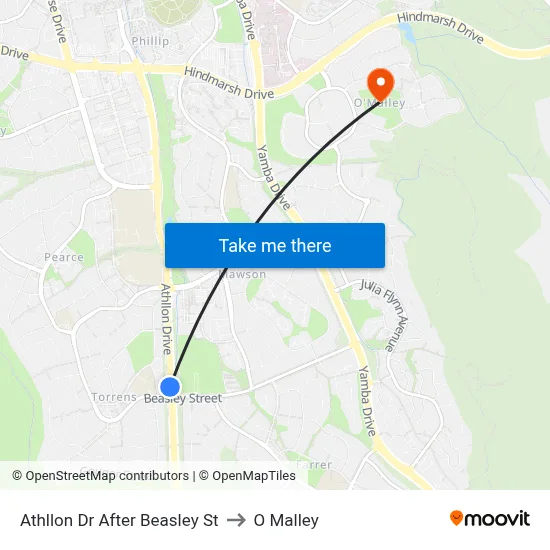 Athllon Dr After Beasley St to O Malley map