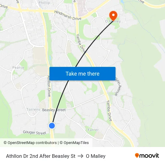Athllon Dr 2nd After Beasley St to O Malley map