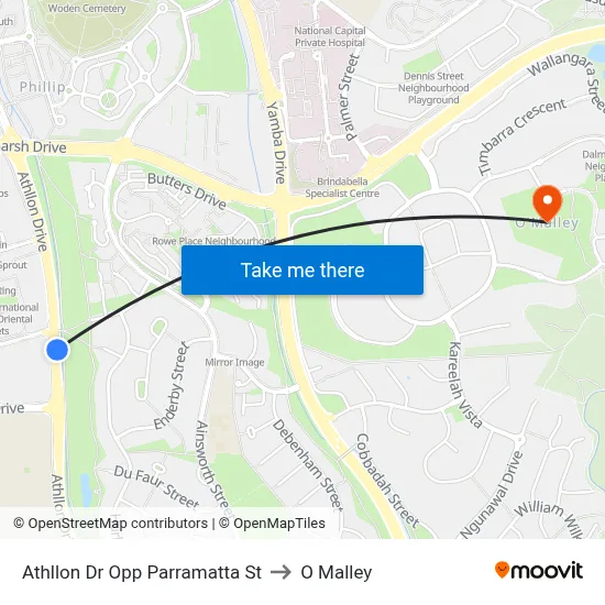 Athllon Dr Opp Parramatta St to O Malley map