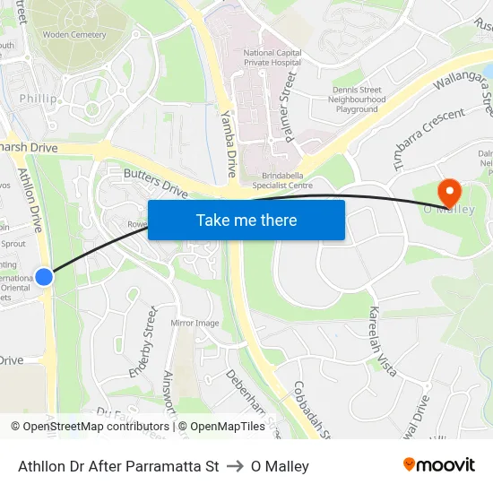 Athllon Dr After Parramatta St to O Malley map
