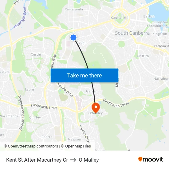 Kent St After Macartney Cr to O Malley map