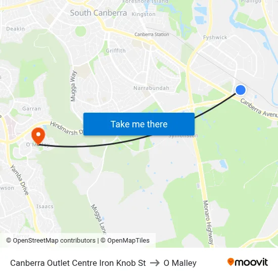 Canberra Outlet Centre Iron Knob St to O Malley map