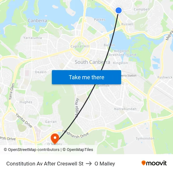 Constitution Av After Creswell St to O Malley map