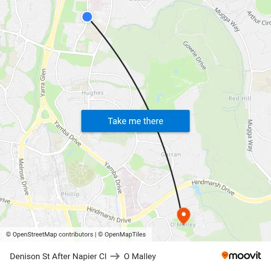 Denison St After Napier Cl to O Malley map