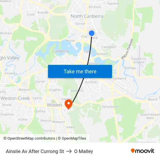 Ainslie Av After Currong St to O Malley map