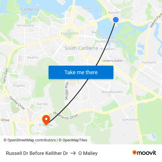Russell Dr Before Kelliher Dr to O Malley map