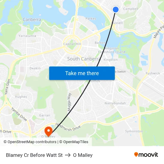 Blamey Cr Before Watt St to O Malley map