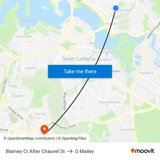 Blamey Cr After Chauvel St to O Malley map