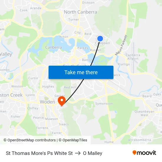 St Thomas More's Ps White St to O Malley map