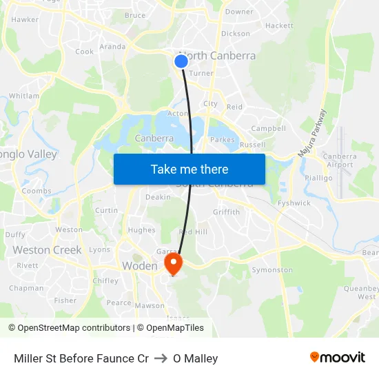 Miller St Before Faunce Cr to O Malley map