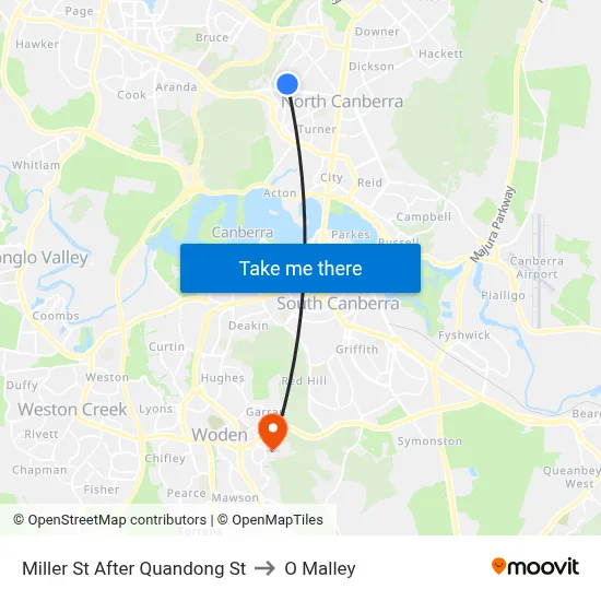 Miller St After Quandong St to O Malley map