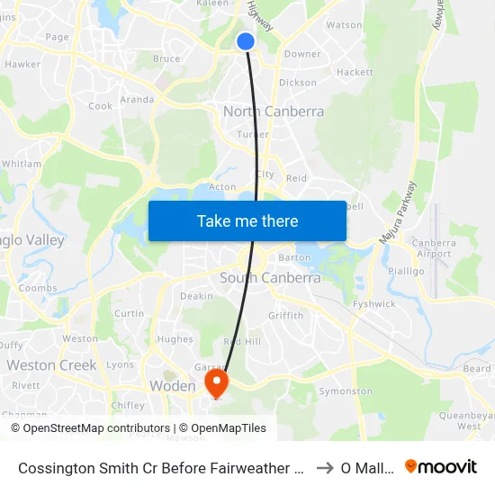 Cossington Smith Cr Before Fairweather Cct to O Malley map
