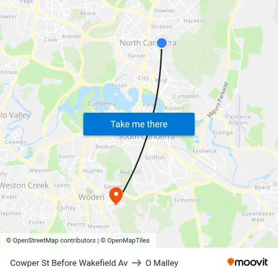 Cowper St Before Wakefield Av to O Malley map