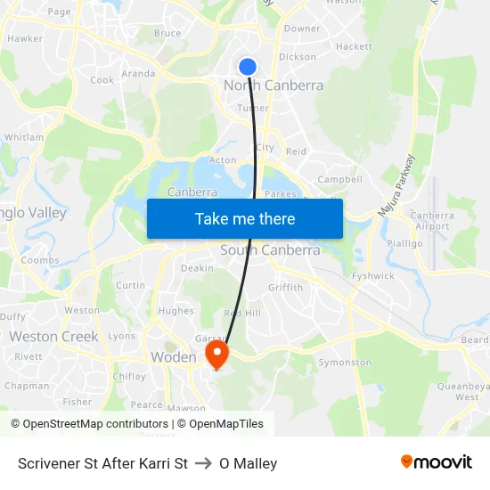 Scrivener St After Karri St to O Malley map