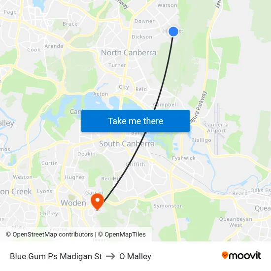 Blue Gum Ps Madigan St to O Malley map