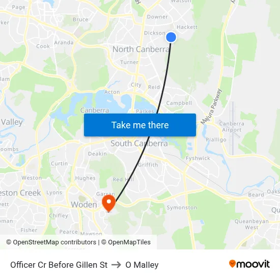 Officer Cr Before Gillen St to O Malley map