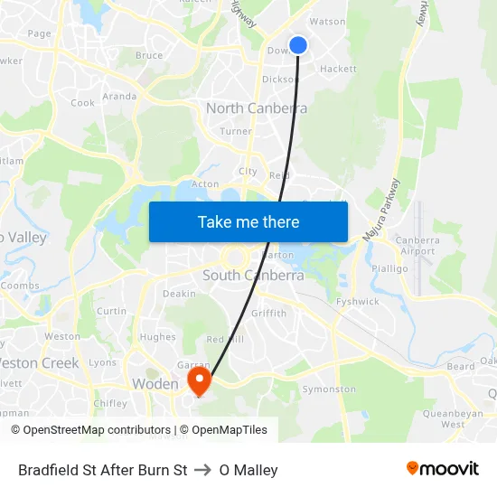 Bradfield St After Burn St to O Malley map