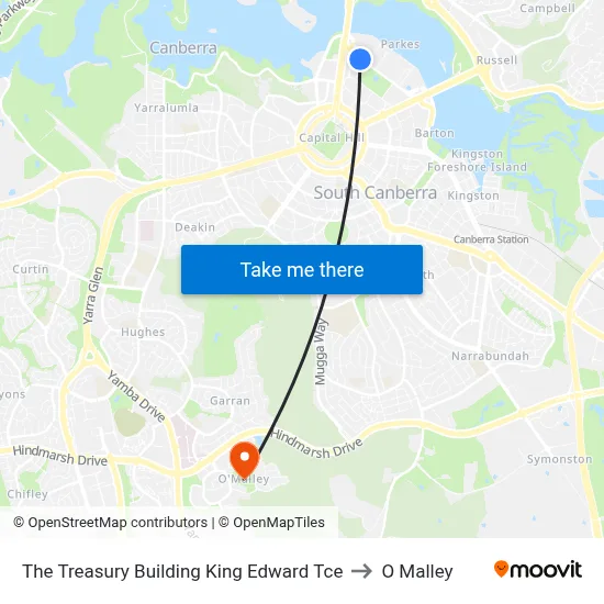 The Treasury Building King Edward Tce to O Malley map