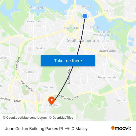 John Gorton Building Parkes Pl to O Malley map