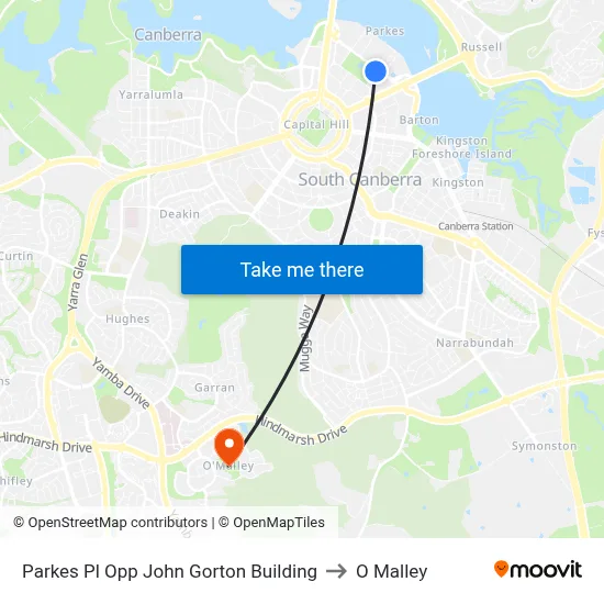 Parkes Pl Opp John Gorton Building to O Malley map