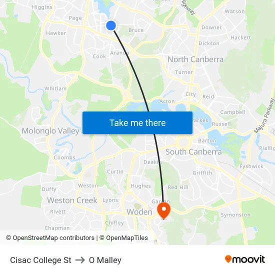 Cisac College St to O Malley map