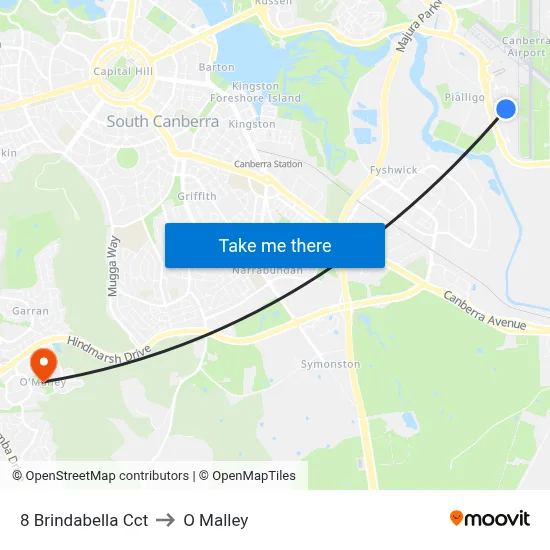 8 Brindabella Cct to O Malley map