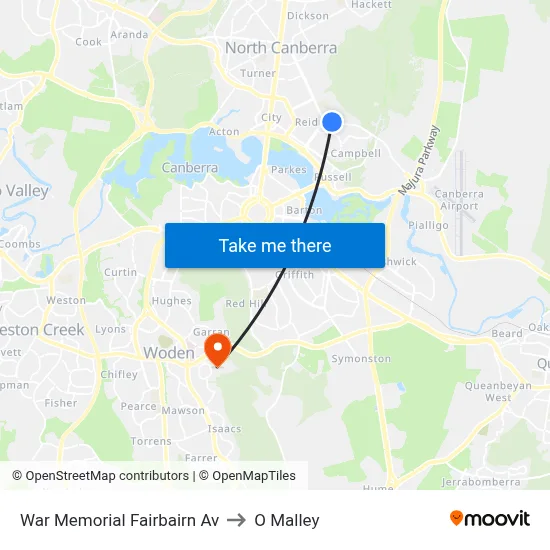 War Memorial Fairbairn Av to O Malley map
