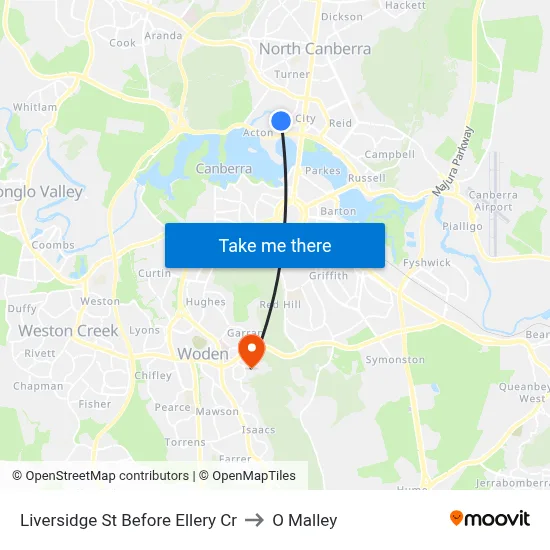 Liversidge St Before Ellery Cr to O Malley map